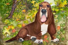 Fergi-in-the-Fall,-Basset-Hound