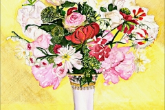 French Flowers in a Vase yellow background