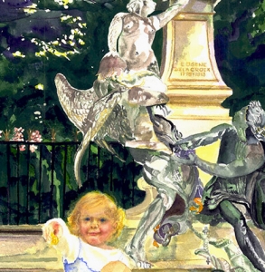 Delacroix Statue and Child Jardin du Luxembourg, Paris