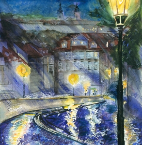 Prague in the Rain. Czech Republc