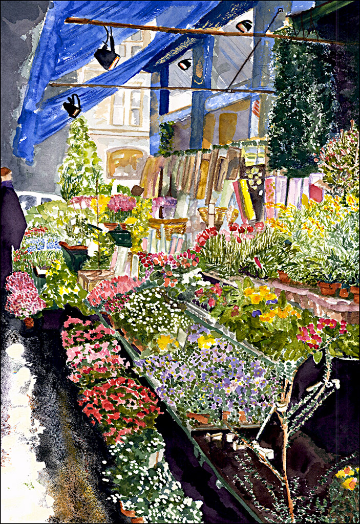 Marche aux Fleurs, since 1808, the metal pavilions shade this bucolic Flower Market